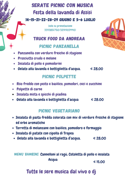 menù Festa della lavanda