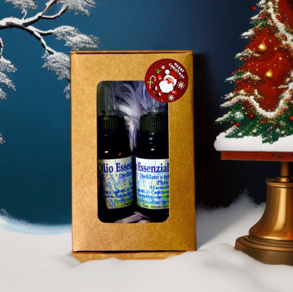Idee regalo per Natale, olio essenziale lavanda. olio essenziale lavanda vendita online, regali di pasqua, regali di Natale, cosa regalare a Natale, regali utili per Natale. Confezioni regalo Natale con lavanda