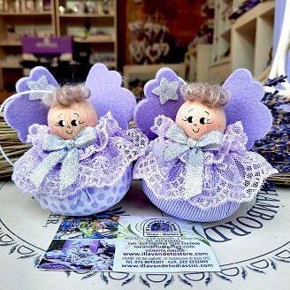 Angelo natalizio con dettagli argento. Angelo di lavanda. Angeli da appendere sull'albero. Decorazioni per albero di Natale profumate.