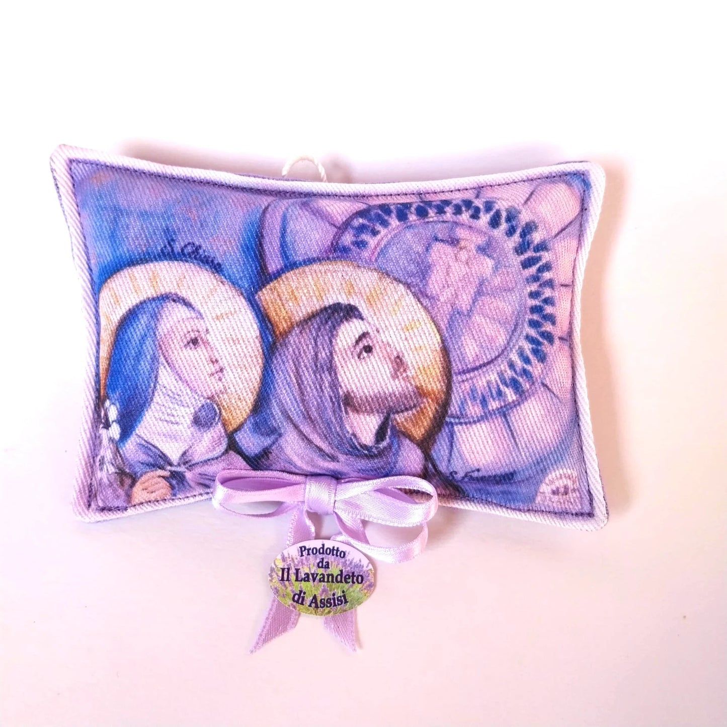 Articoli religiosi Santa Chiara e San Francesco sacchetto con lavanda ricordo religioso