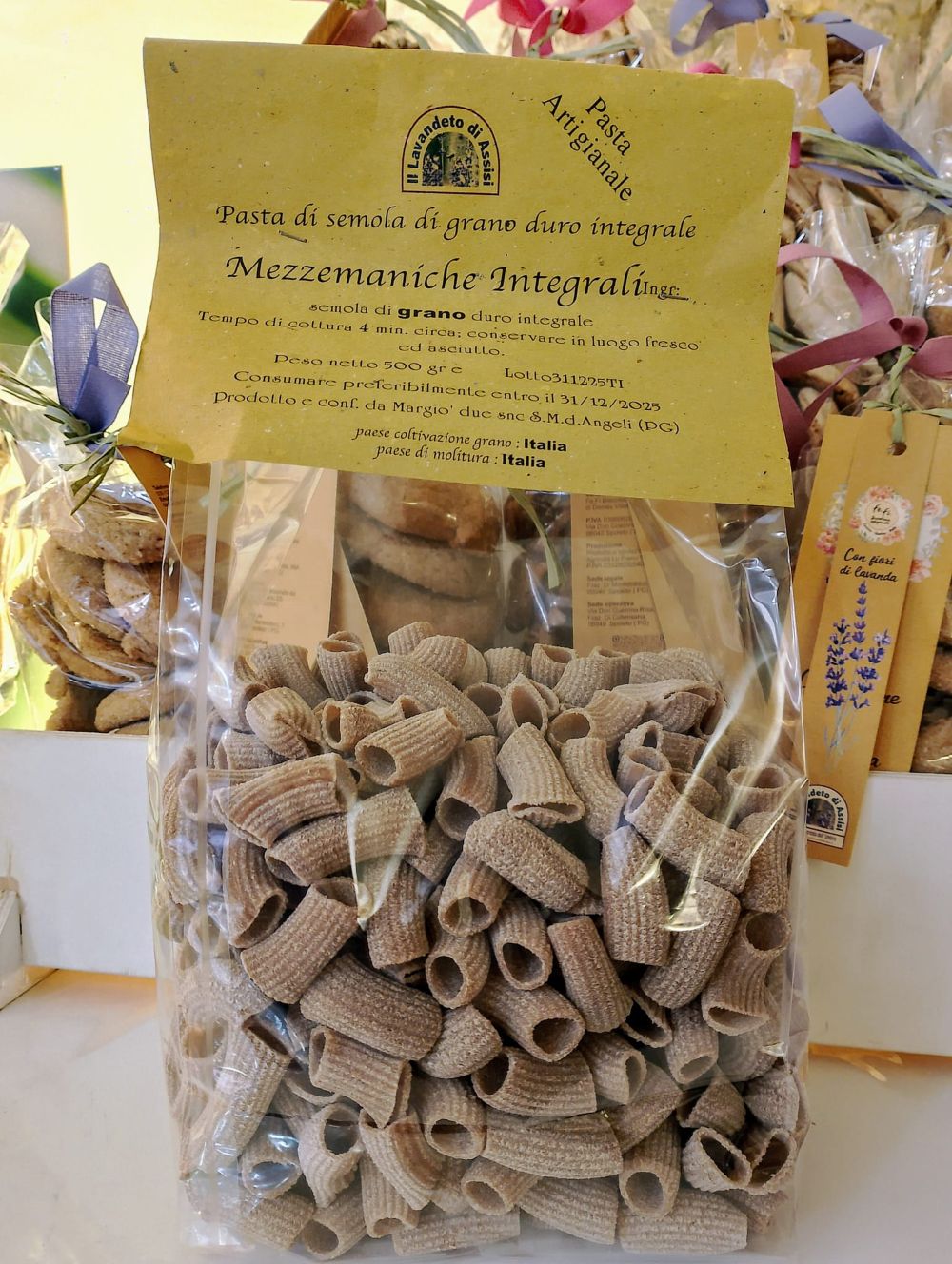 Mezzemaniche integrali artigianali di grano duro antico del Lavandeto di Assisi