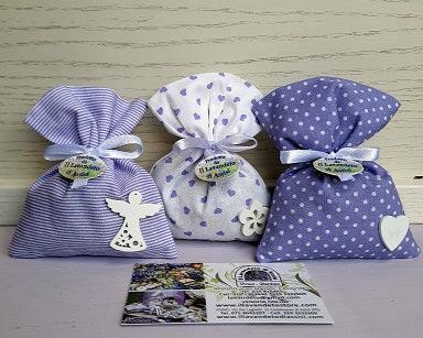 Kit sacchetti lavanda. Offerta sacchettini lavanda. Sacchetti confezione regalo natale. Dieci sacchettini di lavanda nei toni del lilla. Ogni sacchettino è realizzato con stoffa di cotone e contiene fiori di lavanda.