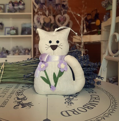 Gattino con lavanda, sacchetto di lavanda profumato a forma di gatto. Gattino imbottito di fiori di lavanda. Regalo per un'amica. Idea regalo Pasqua, idee bomboniere.