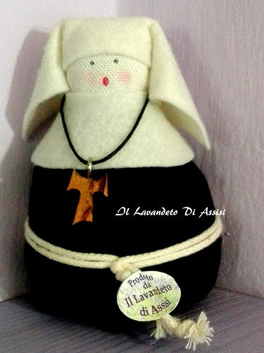 Idee regalo religiose, bomboniere religiose, bomboniere per bambina, idee regalo simpatiche, idee regalo per suora, souvenir di Assisi, Souvenir religiosi Assisi, idee regalo originali, idee regalo fatte a mano, idee regalo alla lavanda, prodotti alla lavanda. Sacchetti profumati. Bomboniera religiosa prima Comunione bambina. Bomboniere Prima Comunione religiose femminuccia. Sacchetti profumati. Suora in tessuto