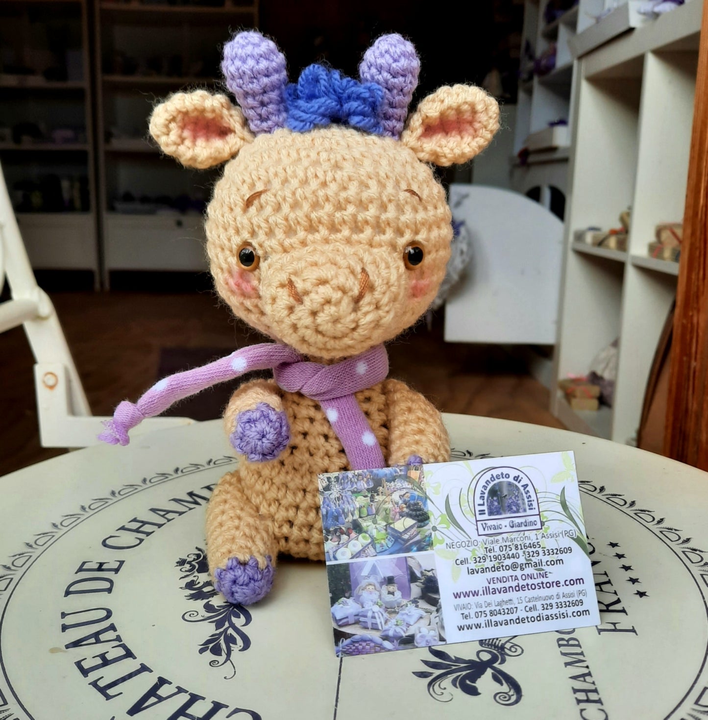 Crochet giraffe lavender bag