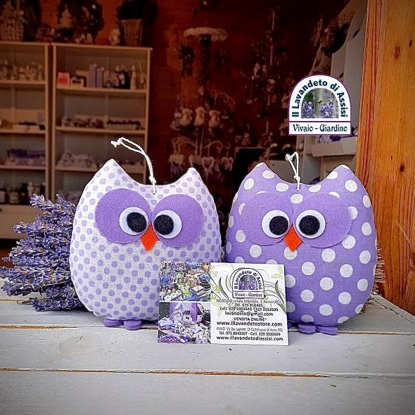 Sacchetti profumati gufo. Idee regalo alla lavanda. Sacchetti profumati. Gufo da regalare. Gufo da appendere. Gufo originale. Idee regalo per tutti. Idee regalo per la casa. Gufo portafortuna. Sacchetti profumati per armadio. Gufo lilla. Gufo Lavand