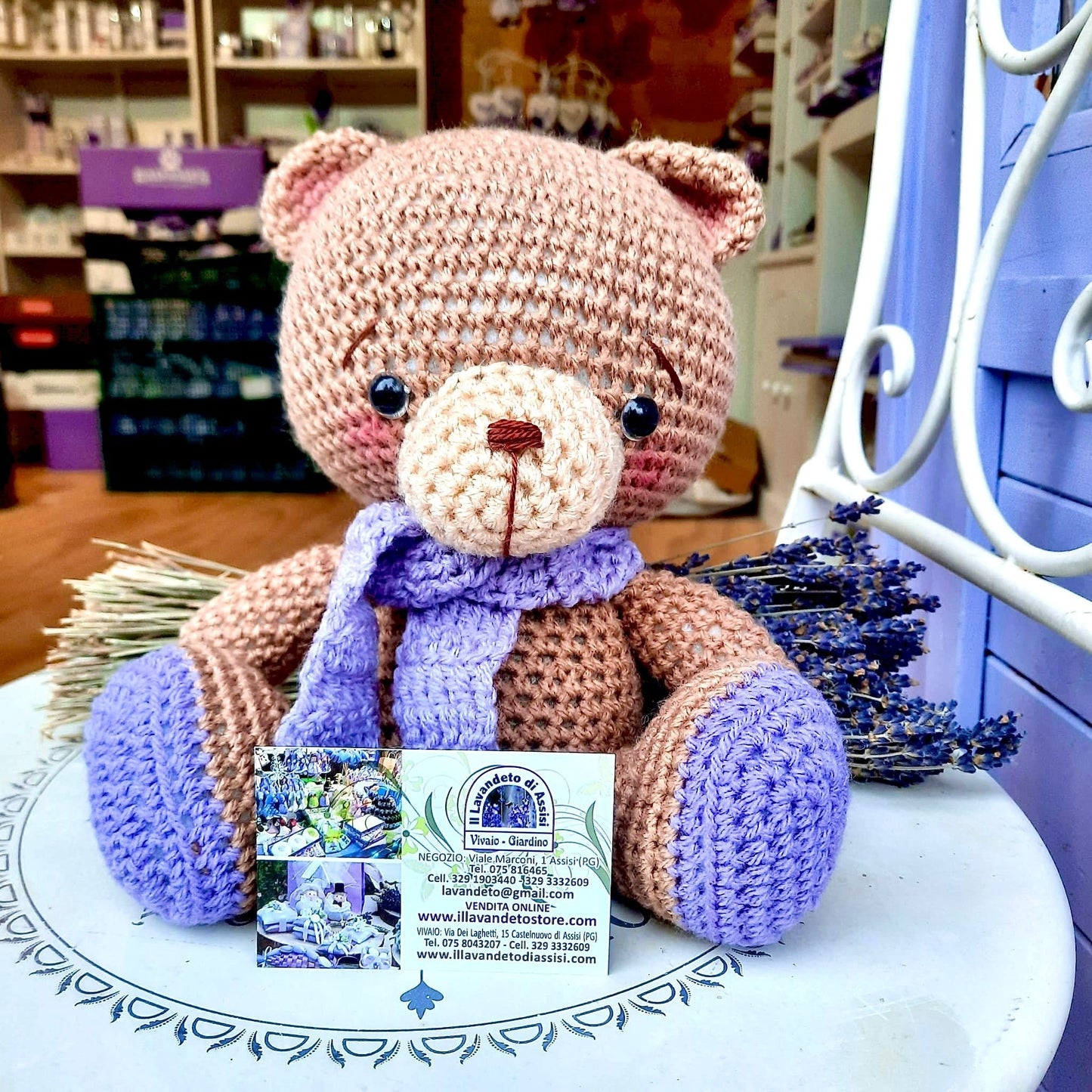 Sacchetto di lavanda orso a uncinetto