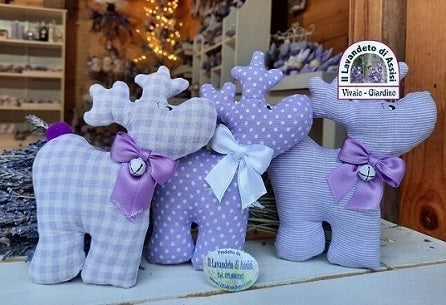 Sacchetto in stoffa Renna con lavanda. Sacchetti natalizi profumati. Sacchetti lavanda Natalizi. Idee regalo Natale 2024. Idee Natale 2024, idee regalo originali. decorazioni per albero di Natale renna. renna in tessuto, renna originale