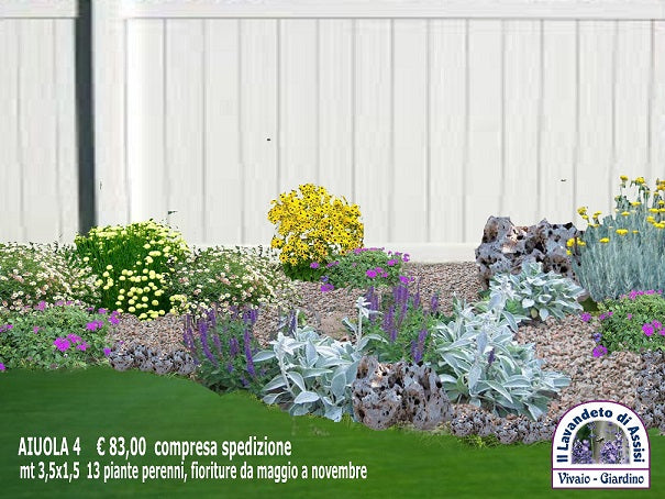 aiuola con sassi e piante, aiuola con sassi dai da te, giardino con sassi e piante, giardino roccioso. aiuola giardino roccioso, aiuola con piante perenni, progetti giardino gratuiti, progetti gratuiti giardino, aiuola con santolina, aiuola con elicriso, aiuola con verbena pulchella