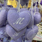 Cuore lavanda con cifre, idee regalo lavanda. Idee regalo personalizzate. Regalo con ricamate iniziali. Cuore con iniziali
