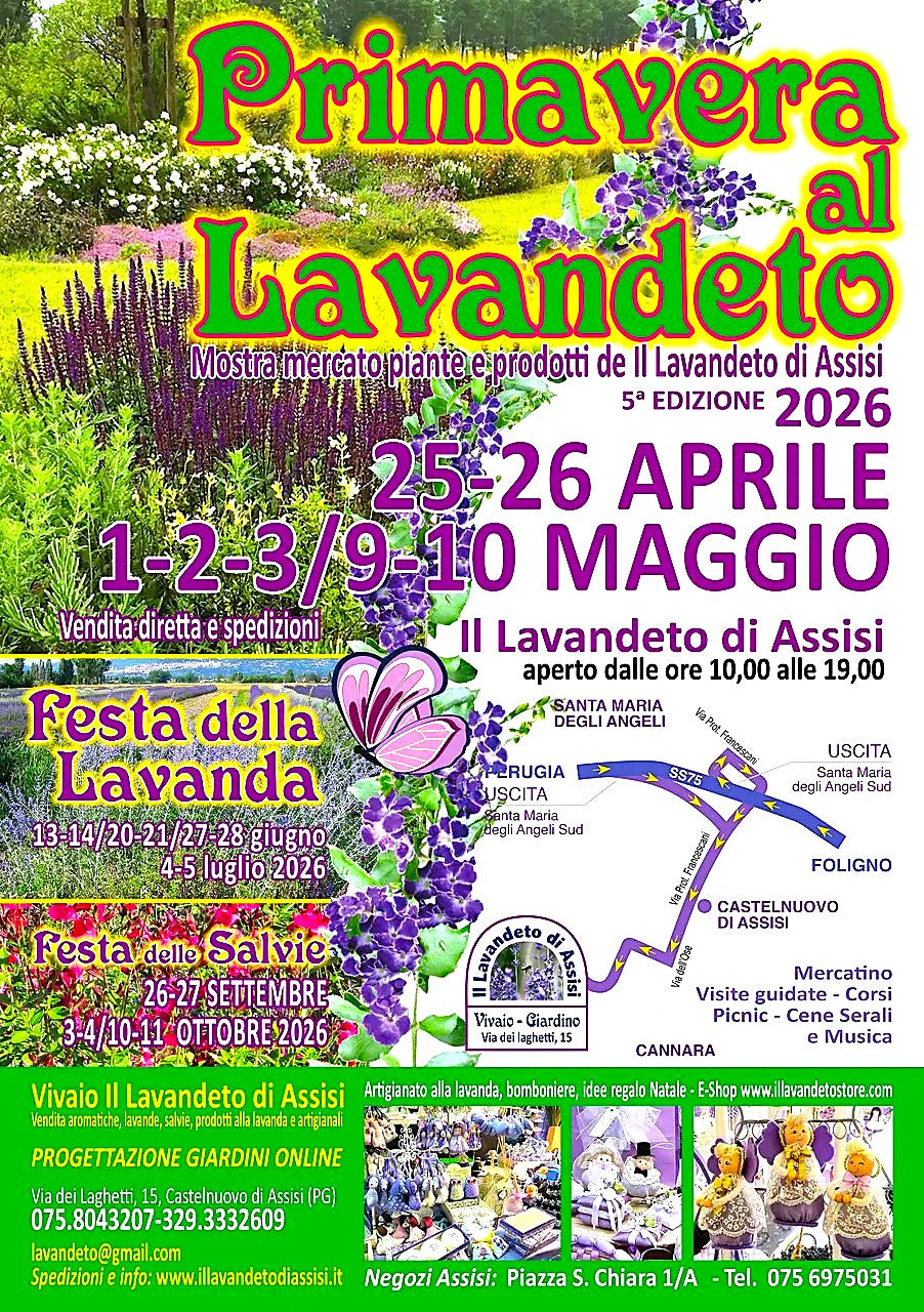 Progetti giardini online. Progetti piccoli giardini. Eventi in Umbria Aprile e maggio 2026