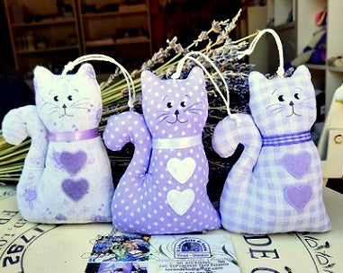 Gatti in stoffa, sacchetti lavanda gatto, gattino da regalare, idee regalo Natale gatto, vendita gatti per bomboniera online 