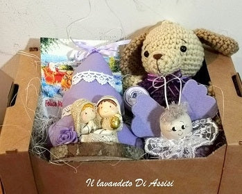 Idee regalo Natale originali, idee regalo Natale, Idee regalo Natale fatte a mano, idee regalo Natale per la casa, idee regalo Natale per tutti, idee regalo Natale per la famiglia. Presepe con lavanda, cagnolino con lavanda, angelo  con lavanda, Confezioni regalo Natale , regalo per amica, regalo  Natale per amica