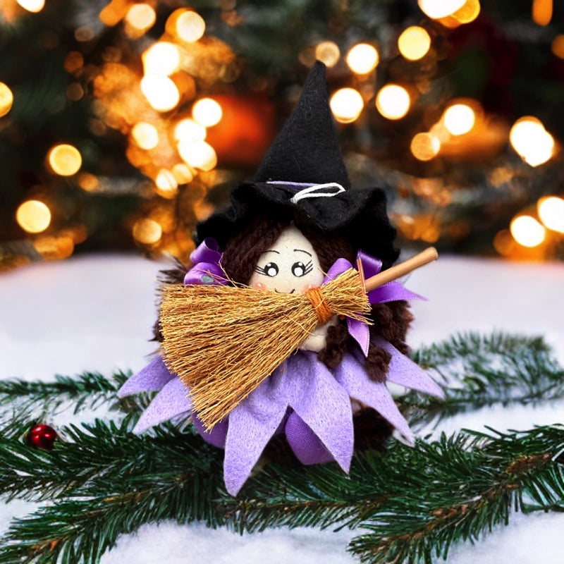 befana con lavanda fatta a mano capelli castani idea regalo epifania originale streghetta profumata decorazione befana da appendere sacchetto lavanda artigianale regalo epifania per tutti