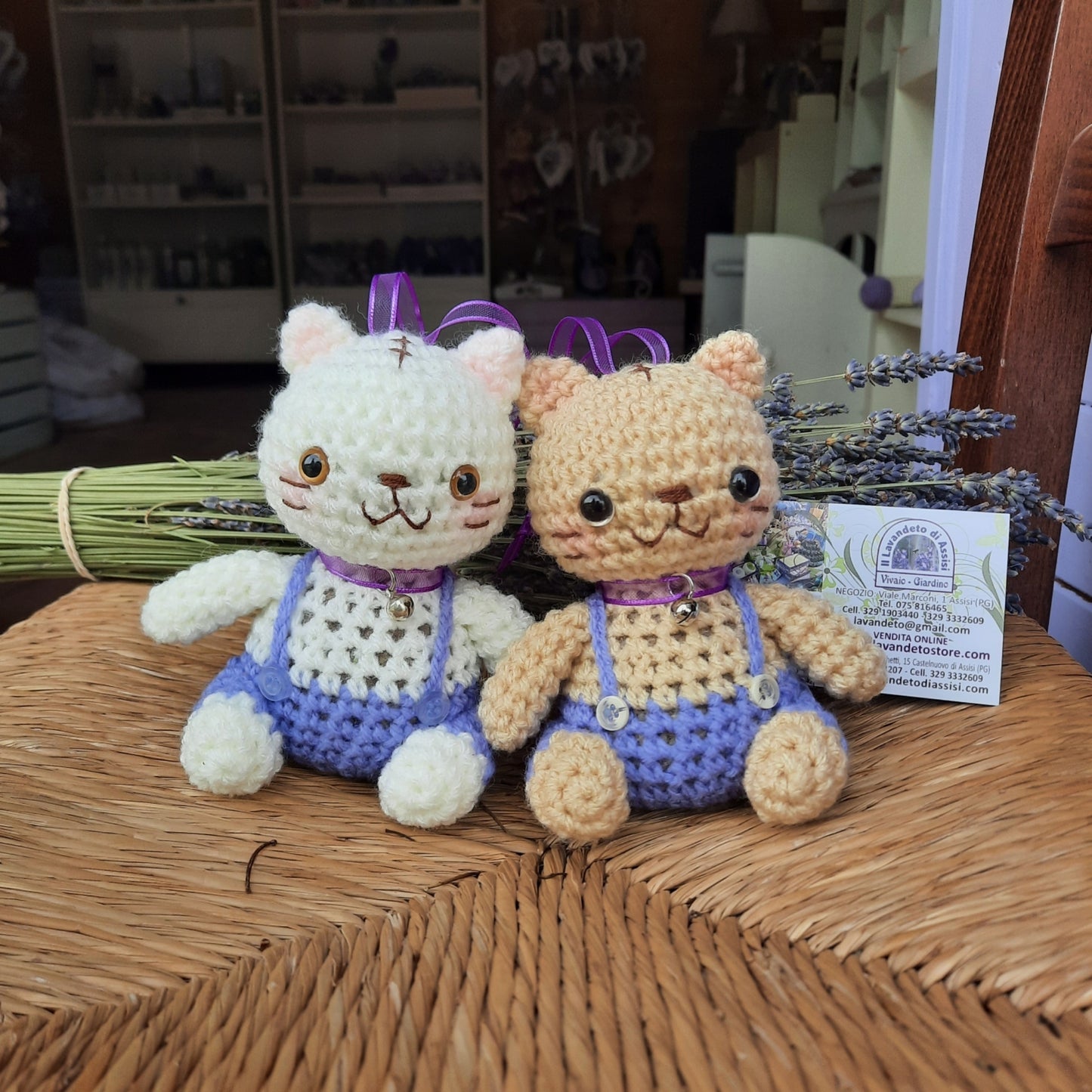 Crochet cat lavender bag