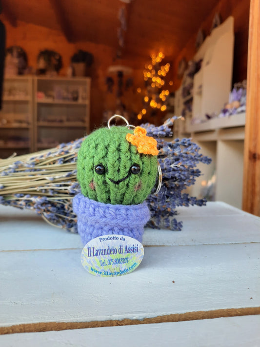 Cactus crochet key ring