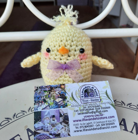 Pulcino ad uncinetto, bomboniera pulcino, sacchetti lavanda profumati