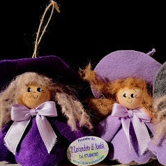 Streghetta profumata con lavanda, piccola befana artigianale idea regalo di Natale originale fatta a mano ad Assisi